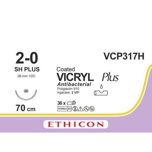 VCP 317H Vicryl plus 2-0 aiguille SH violet 70cm (VCP317H) | 36 pièces – Image 1