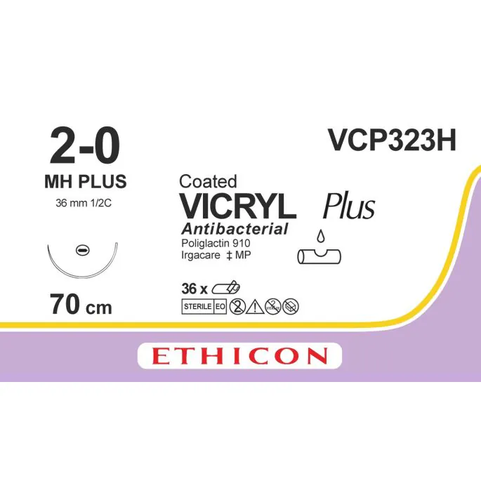VCP323H Vicryl plus 2-0 aiguille MH+ violet 70cm (VCP323H) | 36 pièces – Image 1