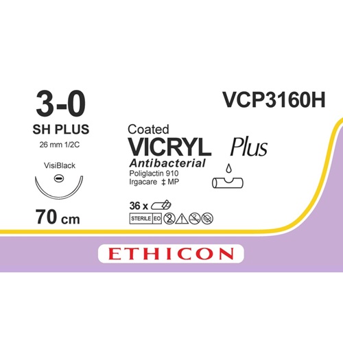 VCP3160H Vicryl Plus 3-0 aiguille SH+ violet 70cm (VCP3160H) | 36 pièces – Image 1