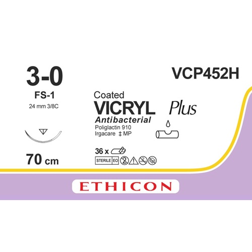 VCP452H Vicryl plus 3-0 aiguille FS-1 violet 70cm (VCP452H) | 36 pièces – Image 1